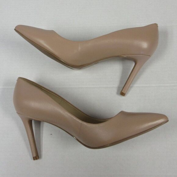 NINE WEST Etta Leather Pumps Shoes Womens 9.5 Nude Tan Pointed Toe Stiletto Heel - Picture 15 of 15